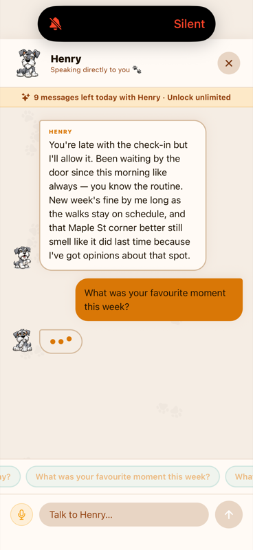 Talking to Henry in the Wanchan app